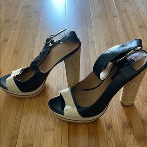 Elegant Black and Cream Women's Heels